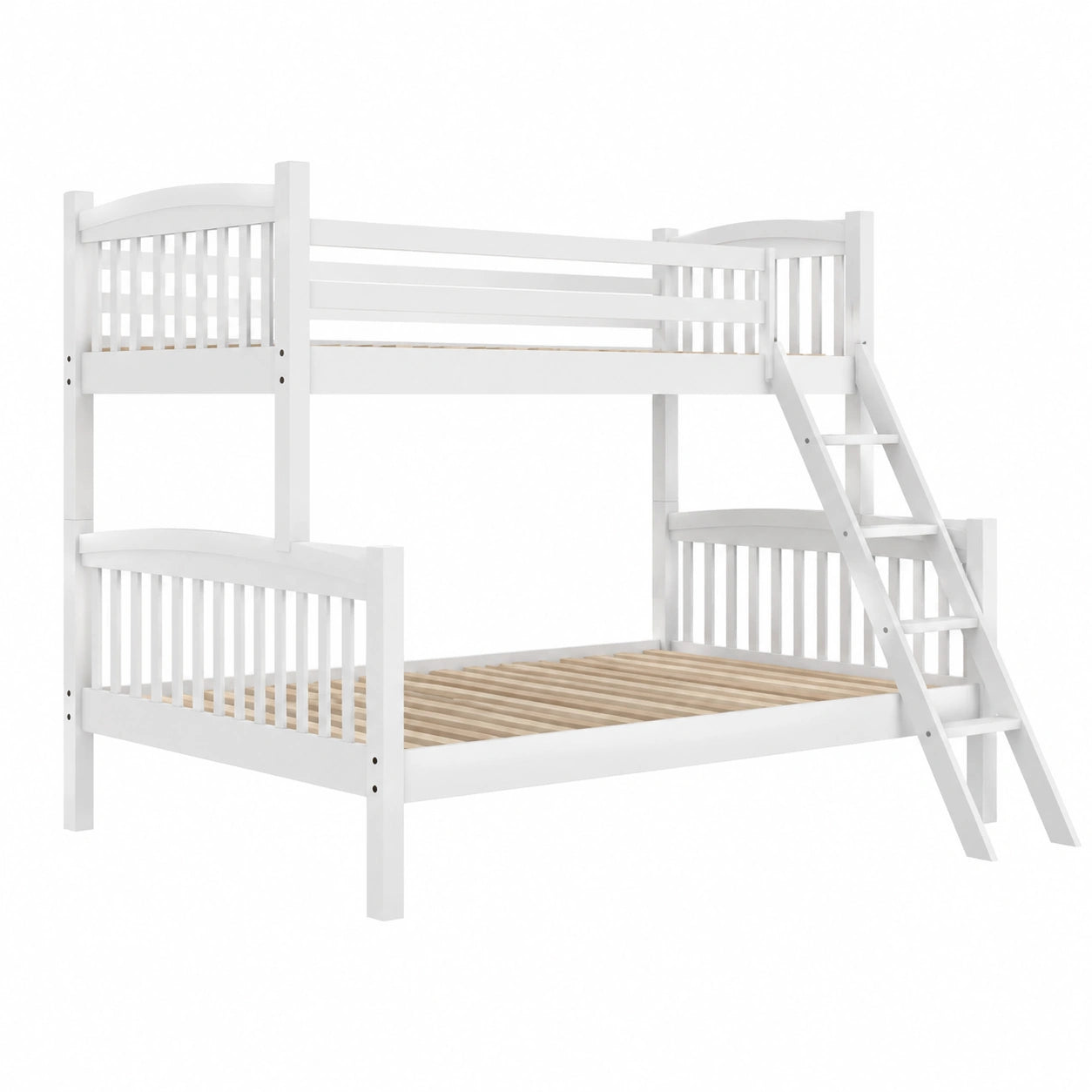 Cama litera triple infantil de madera maciza blanca 190x90/190x135
