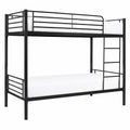 Cama Litera Juvenil 90x190 con Barandilla y Escalera - Estructura Metálica en Negro o Blanco