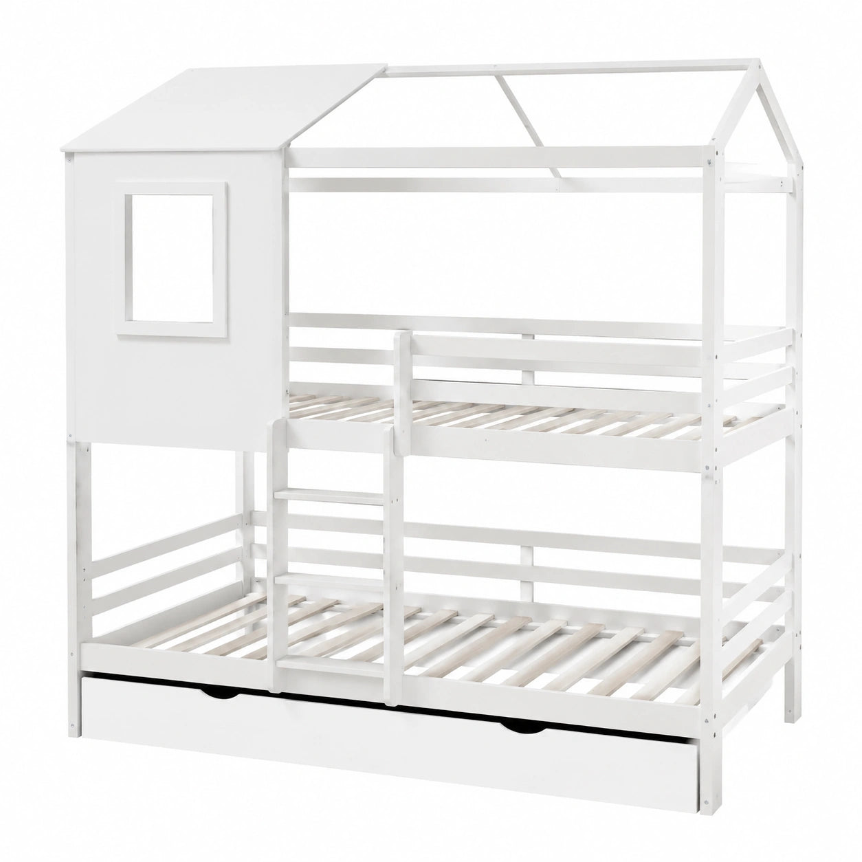 Cama Infantil con Diseño de Casita y Cama Nido 90x190 cm