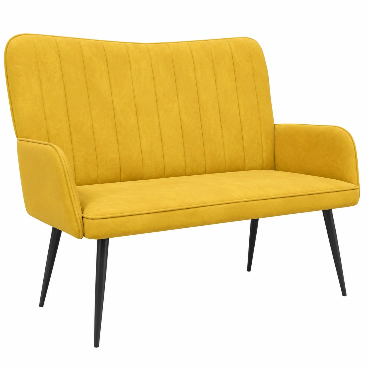 Sofá de Terciopelo Amarillo para Dos, Diseño Moderno y Compacto