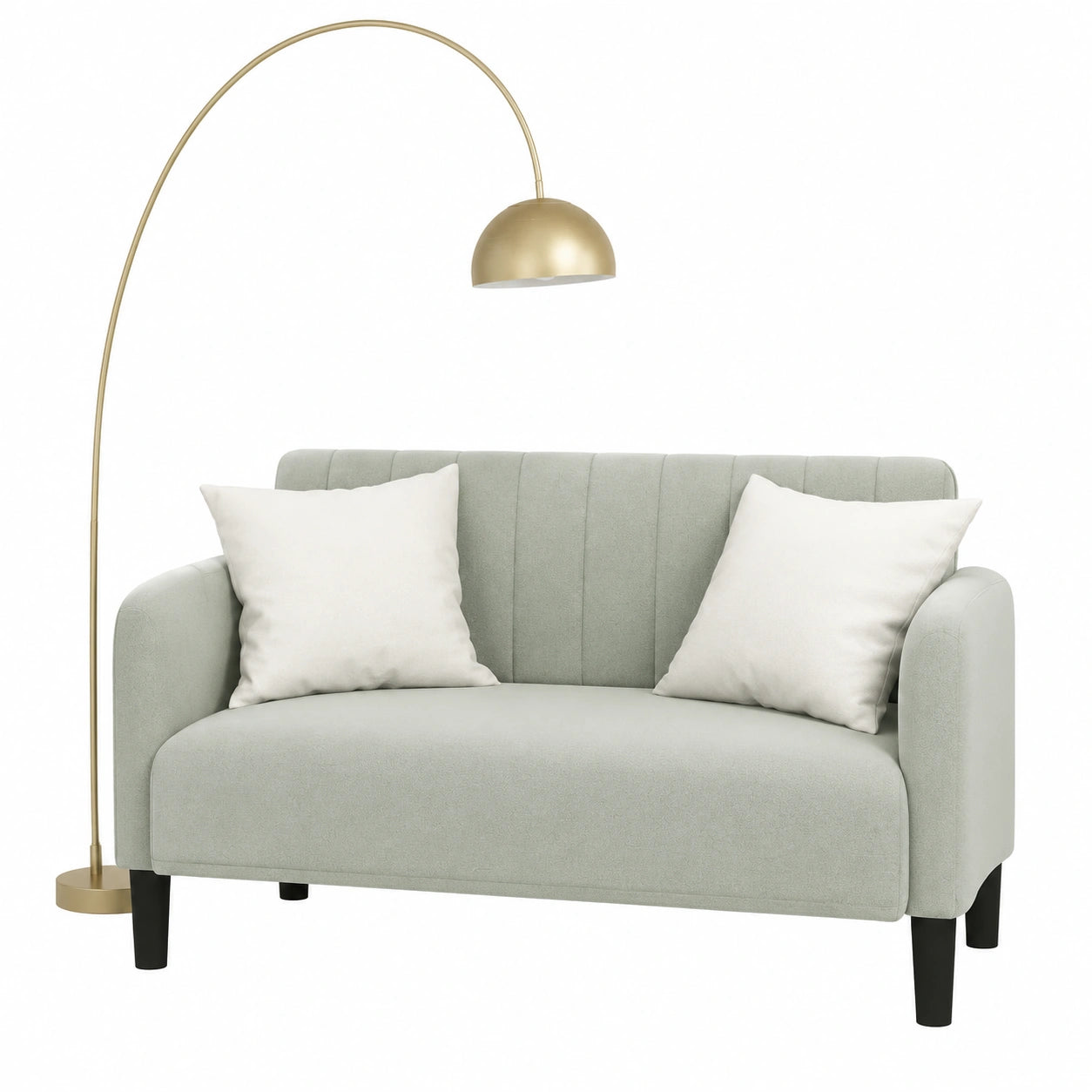 Sofá Loveseat de Terciopelo Gris Claro 109 cm Moderno y Elegante