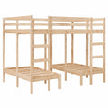 Cama Triple de Madera de Pino con Sumier, 140x200/70x140 cm