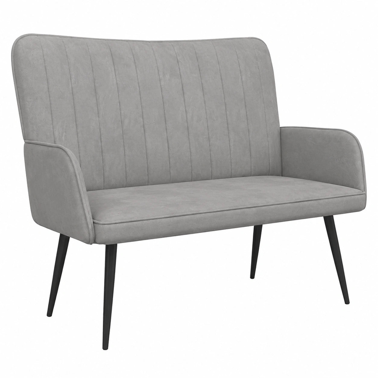Sofá de Terciopelo Gris Claro de 2 Plazas, Diseño Moderno 115x61x87 cm