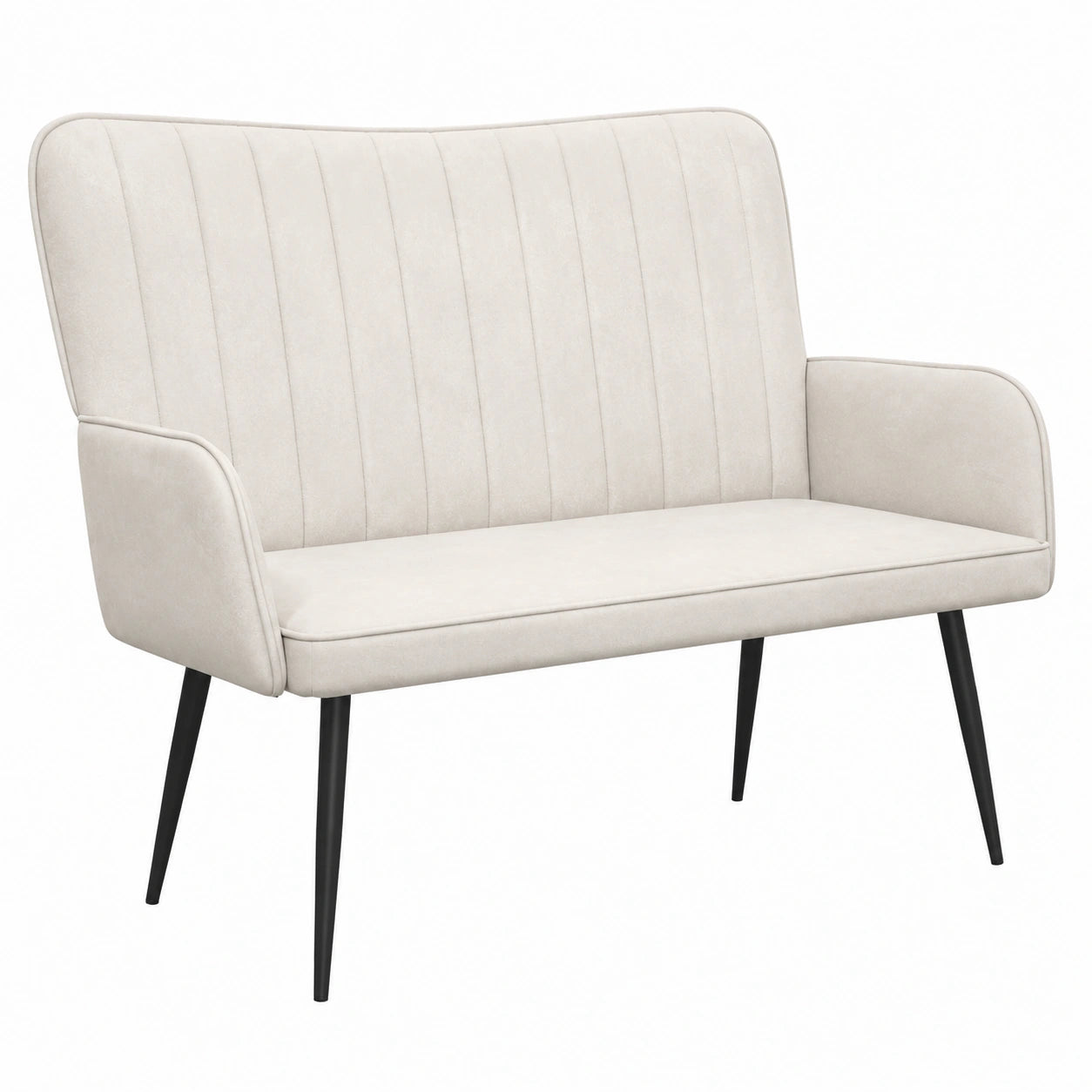 Sofá Dos Plazas Terciopelo Crema 115x61x87 cm, Elegancia Minimalista
