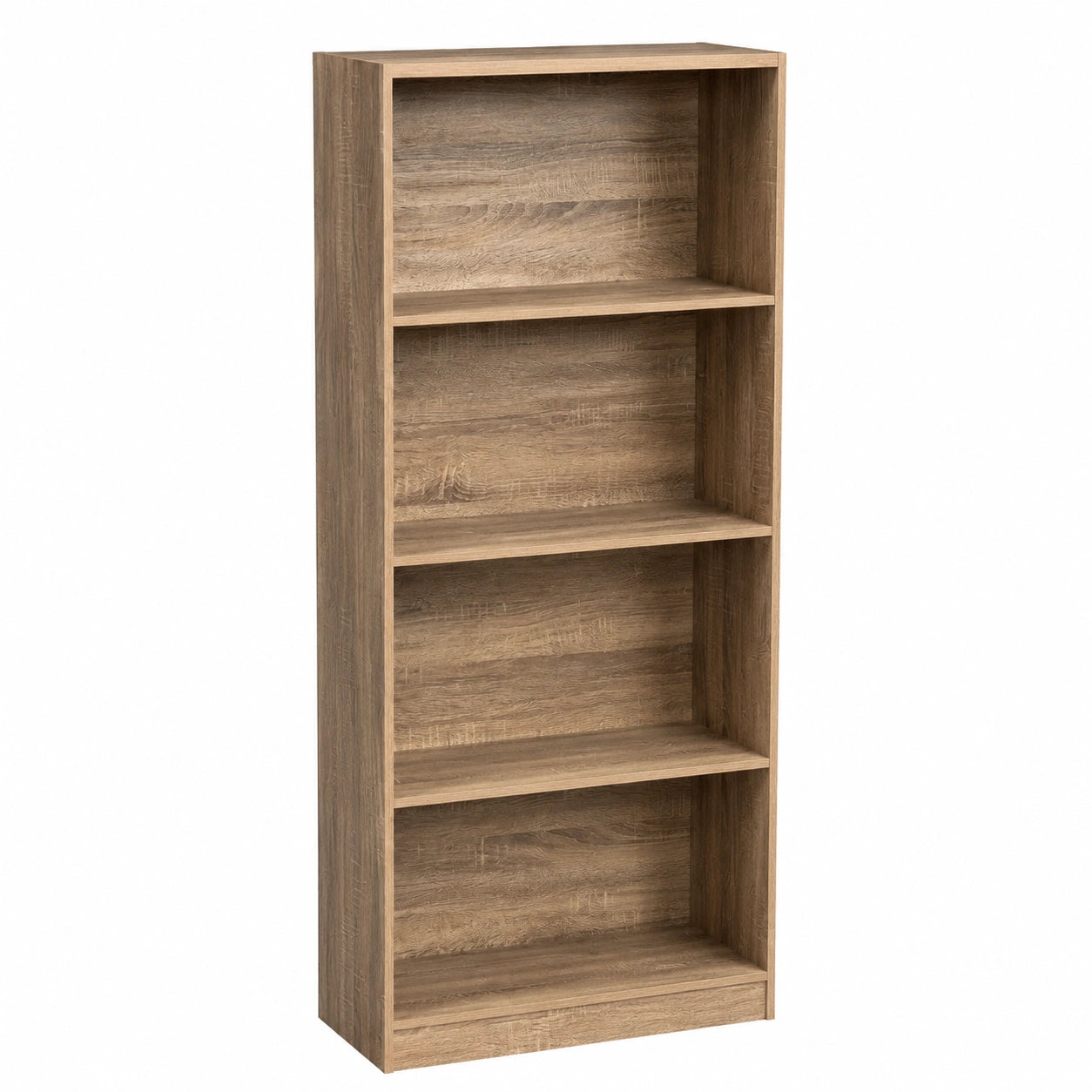 Estantería Modular de Madera, 4 Estantes, Color Natural para Hogar u Oficina, 147x60 cm