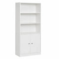 Estantería Blanca de Madera con 3 Compártimentos y Armario Ajustable para Hogar