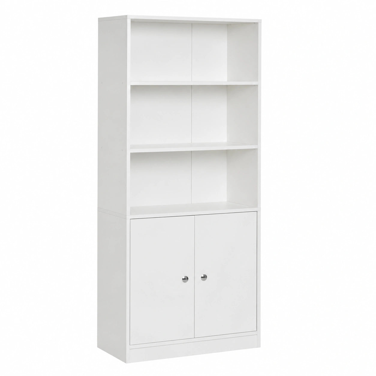 Estantería Blanca de Madera con 3 Compártimentos y Armario Ajustable para Hogar