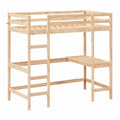 Cama Alta de Madera de Pino con Escritorio Integrado 90x190 cm