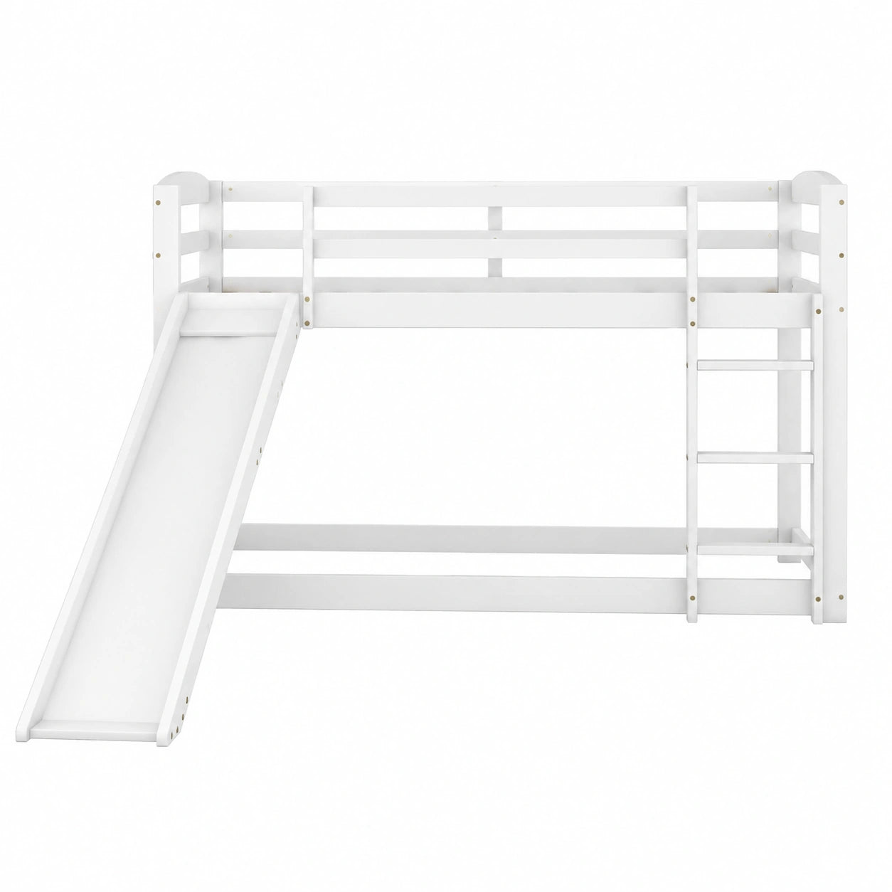 Cama Infantil con Tobogán de Madera de Pino Blanca 90x200 cm