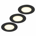 Juego de 3 focos LED empotrados 12V, ultra finos 3W, IP44, para muebles y vitrinas, negro 3000K