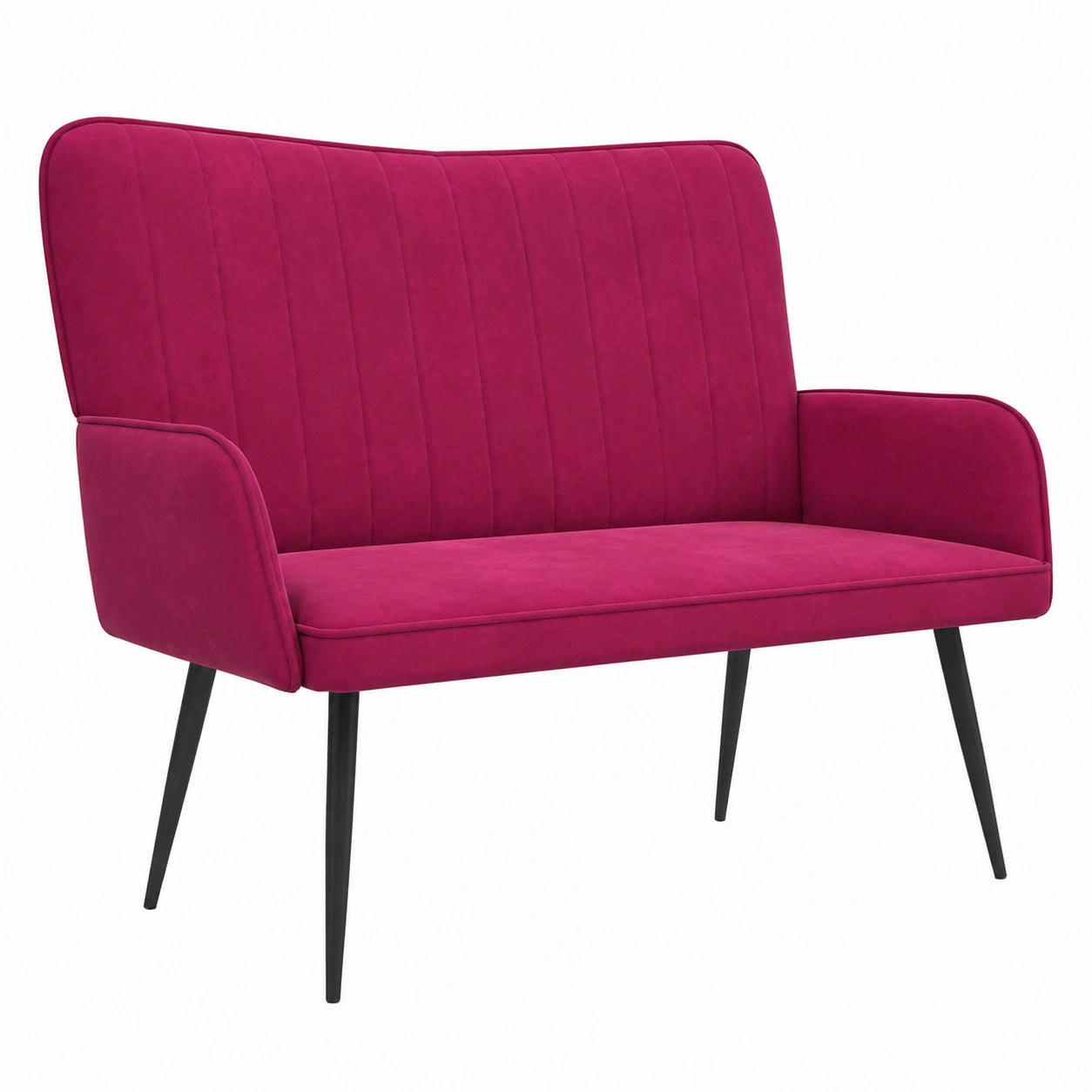 Sofá de Dos Plazas Terciopelo Rojo Vino, Diseño Moderno y Elegante