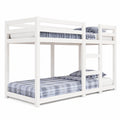 Cama Alta Juvenil de Pino Macizo Blanco 90x190 cm con Protección Anticaídas