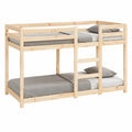 Cama Litera Juvenil de Madera de Pino con Protección y Escalera