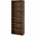 Estantería de Madera de 6 Niveles con Kits Antivuelco para Hogar y Oficina, 60 x 24 x 178 cm