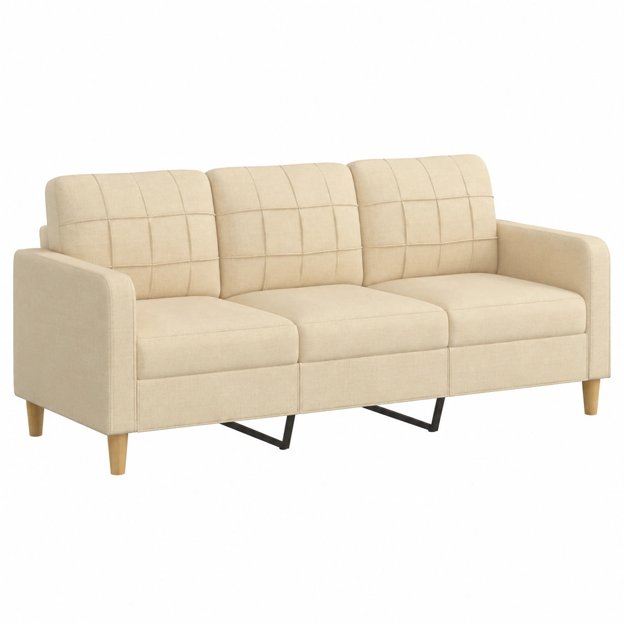 Sofá Homgoday 3 Plazas Relajante Tapizado Moderno para Salón y Dormitorio, Color Crema, 180 cm