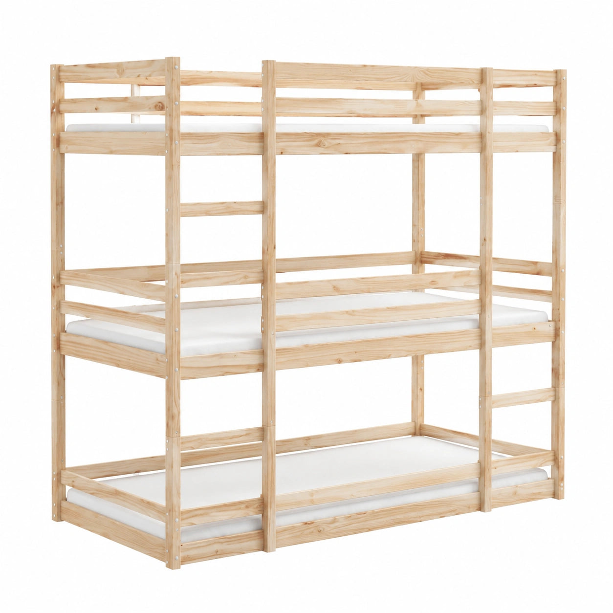 Cama Litera Triple de Pino Macizo 80x200 cm
