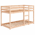 Cama Litera Juvenil de Madera de Pino, marrón, con Escalera y Barandilla