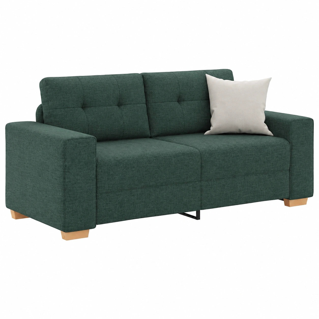 Sofá Loveseat Verde Oscuro 140 cm, Tejido Poliéster, Estructura de Madera, Confortable, Ideal para Salón y Dormitorio