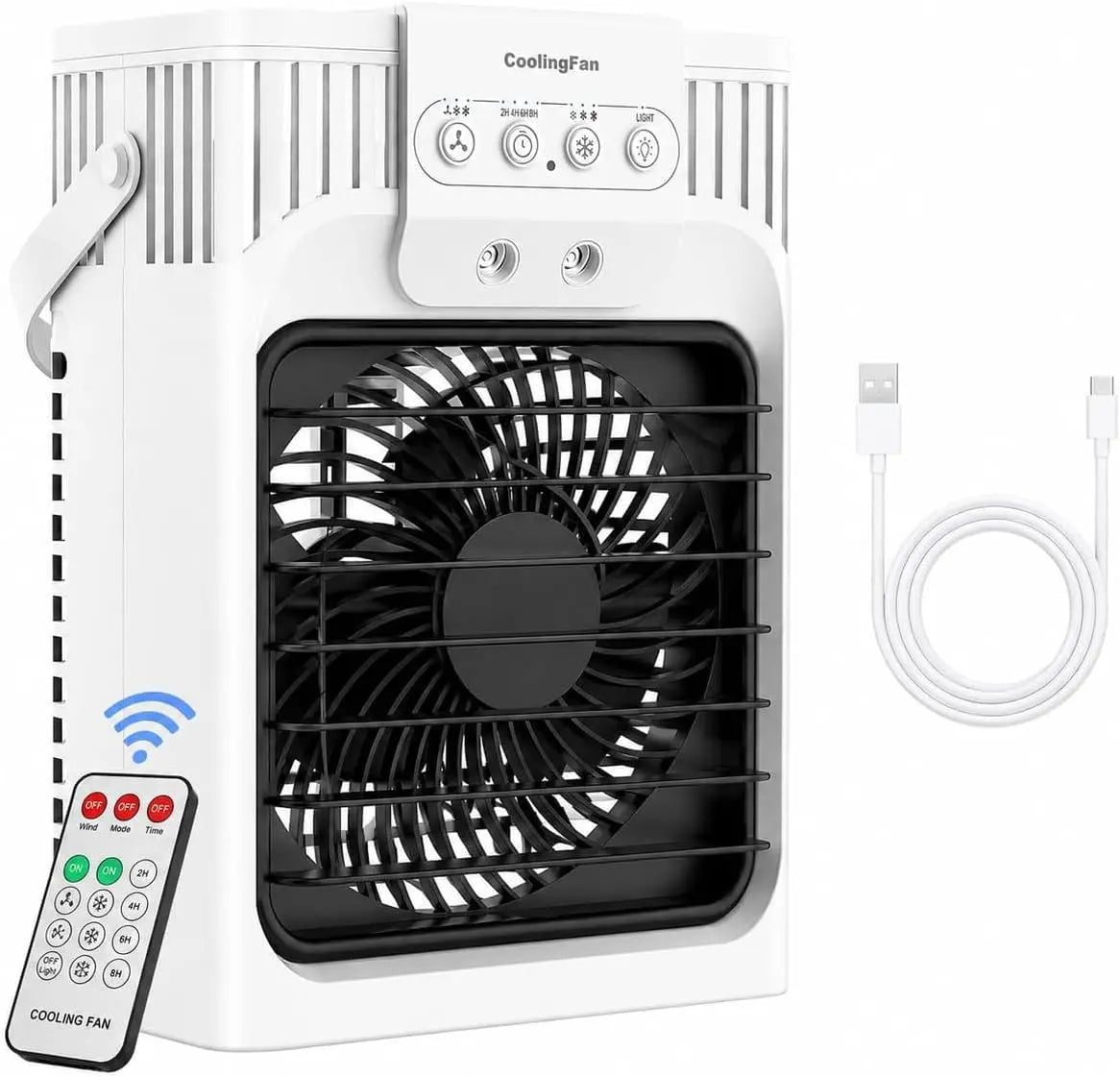 1200ml Aire Acondicionado Portatil con Mando, 5 en 1 Mini Aire Acondicionado, 3 Velocidades, 3 Modos de Nebulización, Luz de 7 Colores