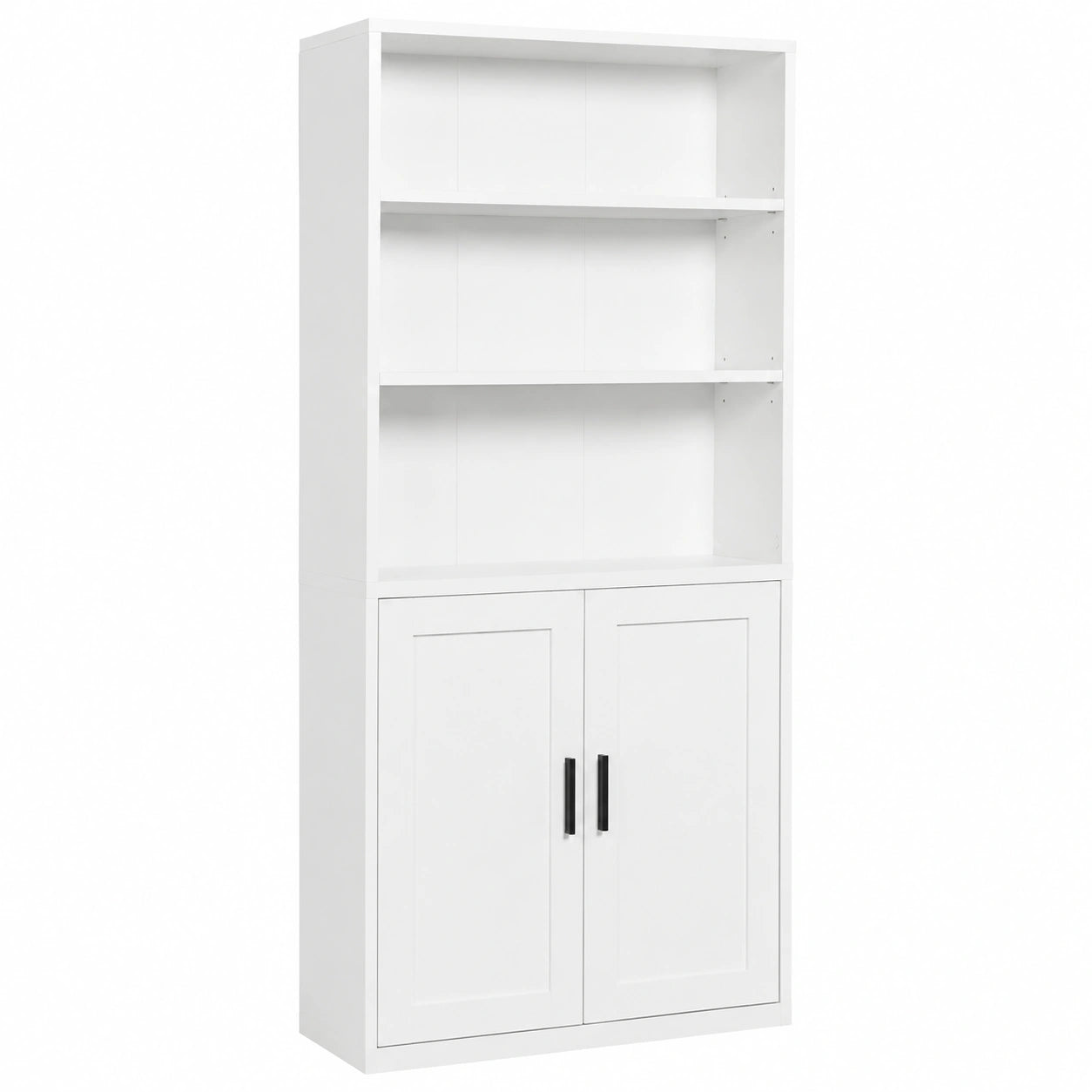 Estantería Vertical de 6 Niveles con Puertas para Múltiples Espacios, Blanco Nube