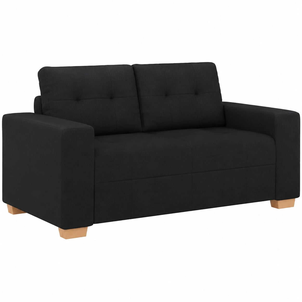 Sofá Loveseat de Tela Negra para Balcón 140 cm