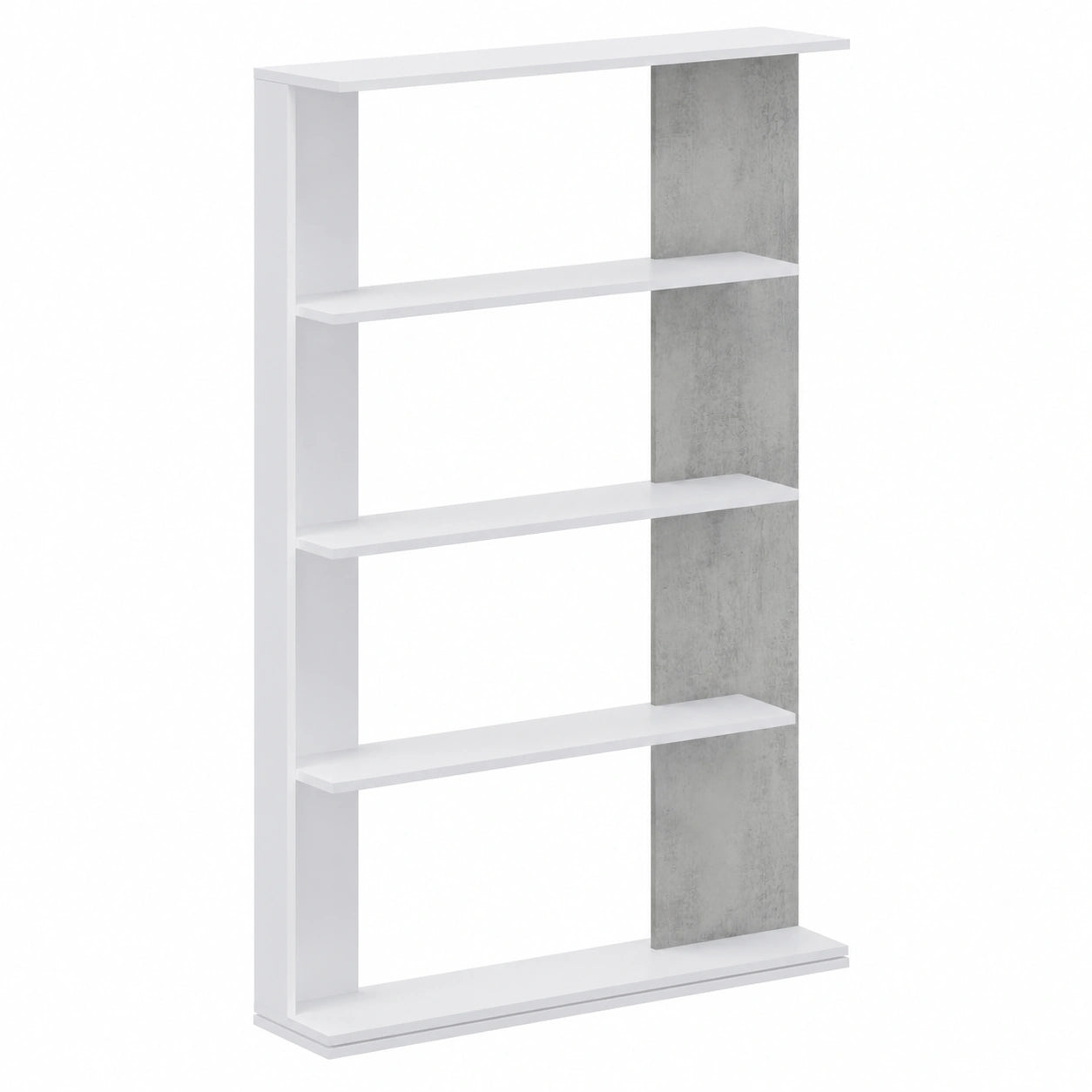 Estantería de 5 Estantes Opal en Blanco y Gris Cemento para Salón-Comedor, 180x90x25 cm
