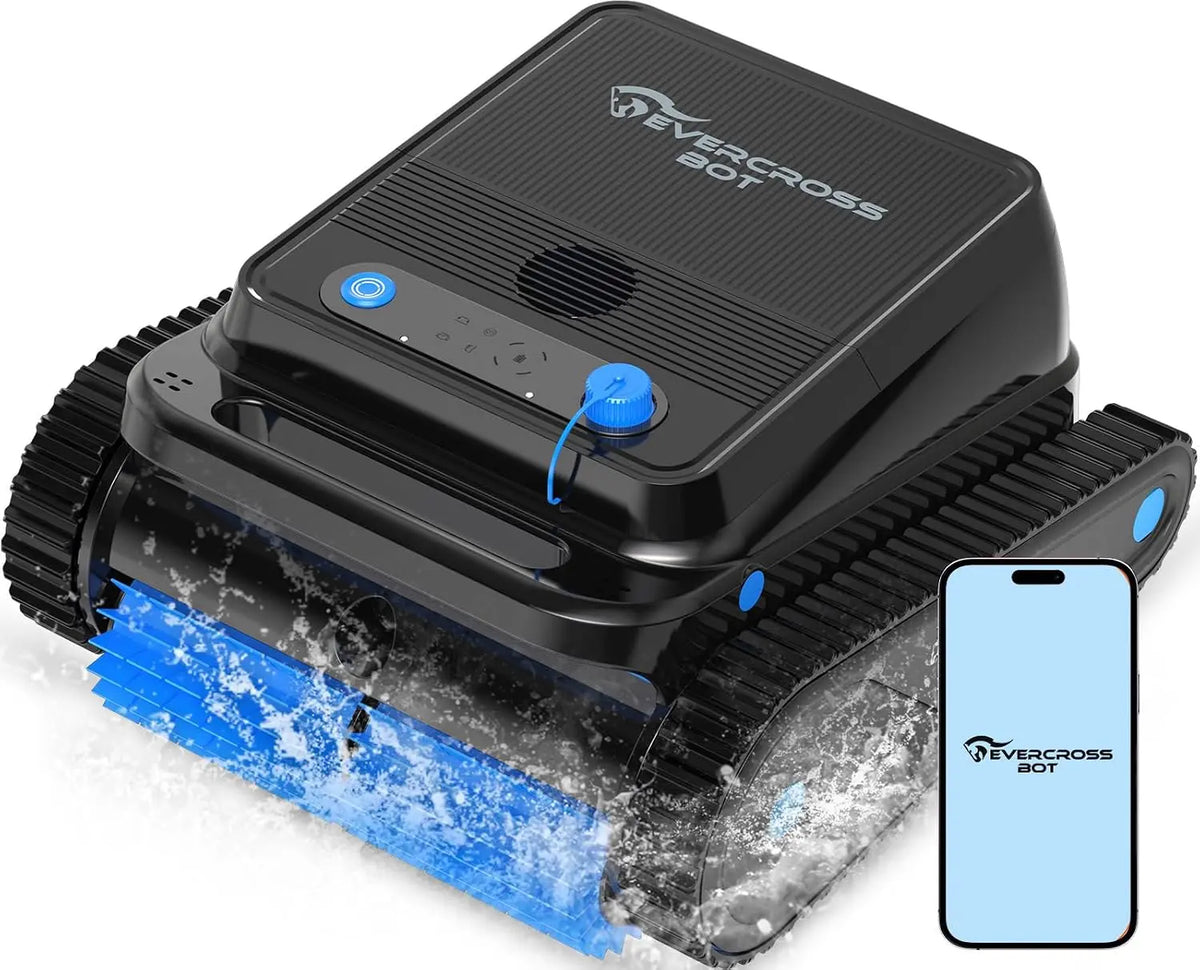 (Nuovo 2026) EVERCROSS BOT Robot Limpiafondos Piscina Automático con App, Robot Piscina sin Cable, Limpieza Completa Suelo y Paredes, 120 Min